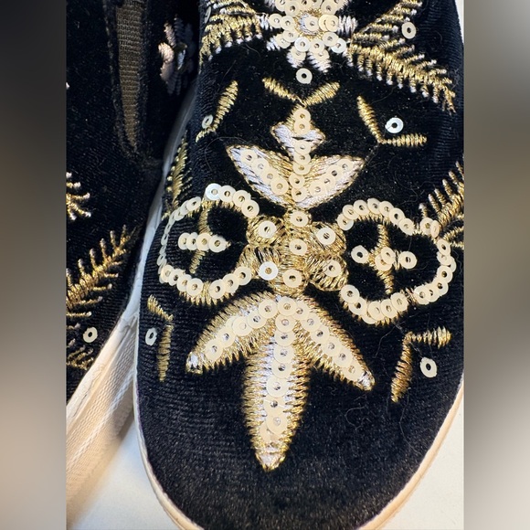 Carlos by Carlos Santana Embroidered Black and Gold Women's Slip-On Sneakers - Picture 6 of 11
